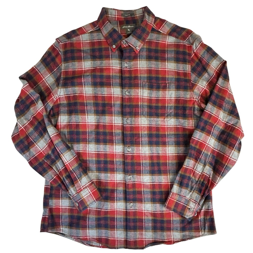 Eddie Bauer Men's Multicolor Flannel Shirt Plaid Button Down Size Large